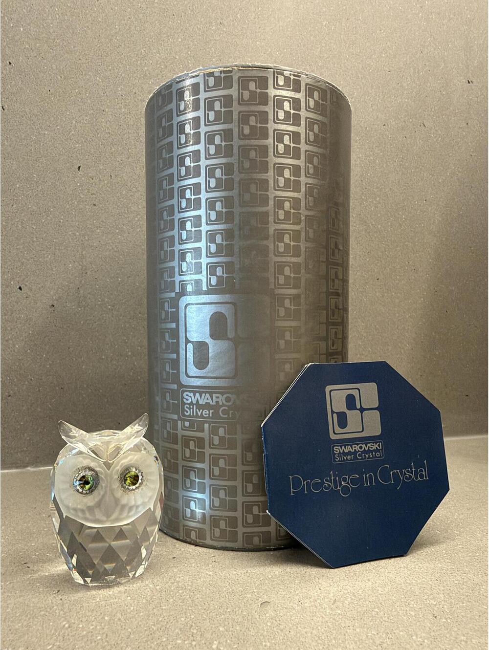 Vintage Swarovski Small Owl 010016 7636 NR 046 Box COA Retired Crystal